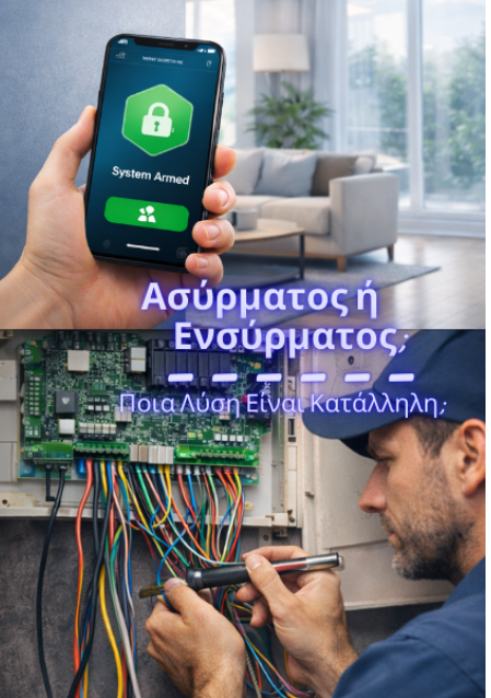 Ασύρματος συναγερμός σε σύγχρονο σπίτι με έλεγχο από εφαρμογή κινητού